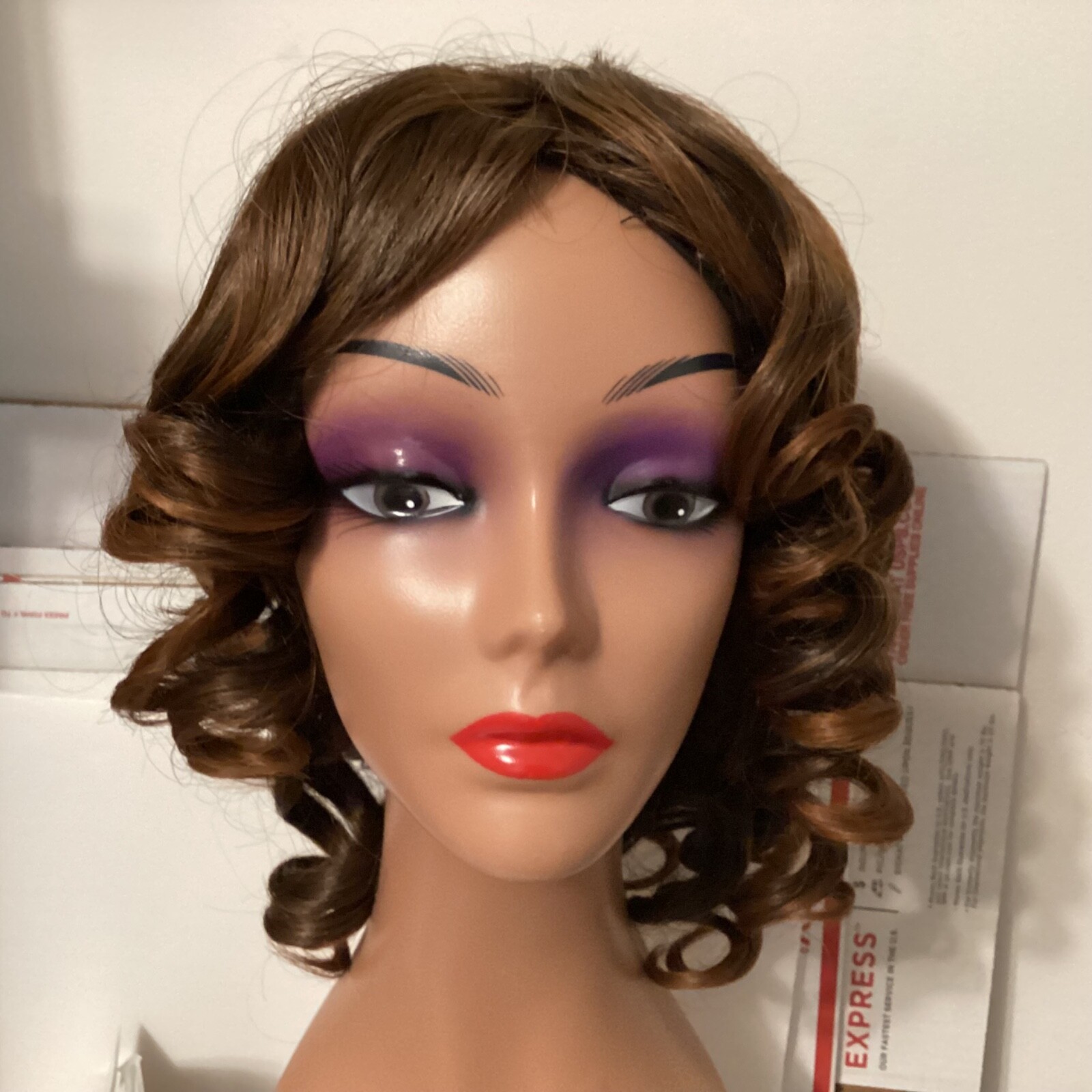 2 Wigs Fashion Full Wigs Curly Copper, Black Synthetic Women Daily Use Party