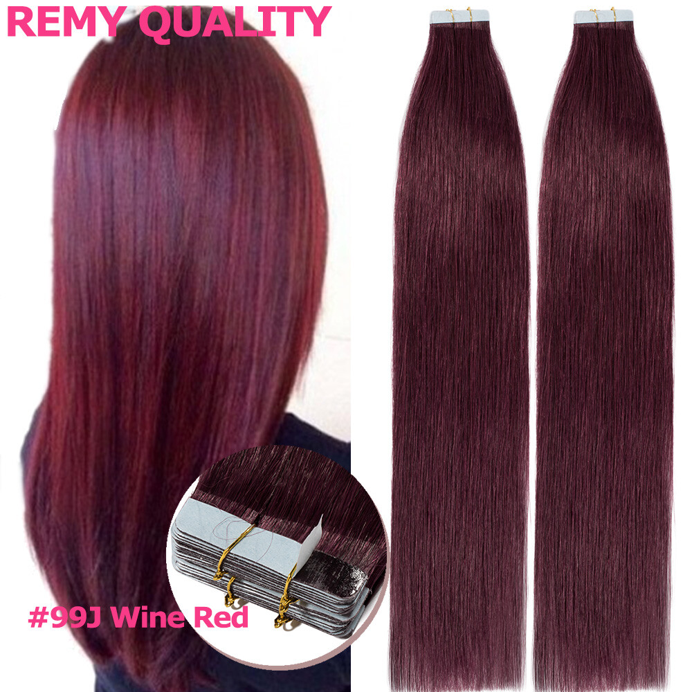 Invisible Tape In Hair Extensions 100% Real Remy Human Hair Thick Skin Weft 80PC