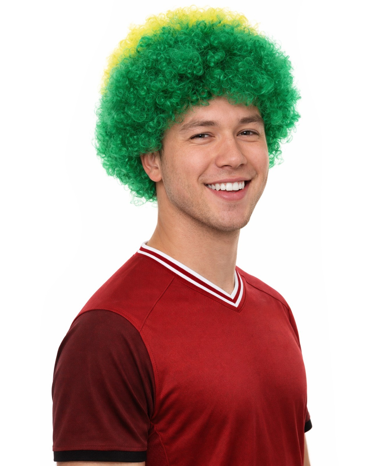 Brazil Flag Sport Afro Fun Wig, Jumbo Super Size Green Yellow Blue Wigs, HM-711A