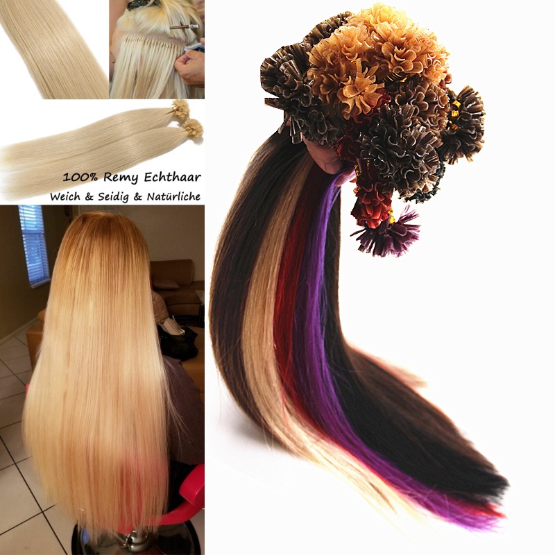 18-32Inch Blonde Keratin Pre Bonded Nail U Tip Glue Remy Human Hair Extensions