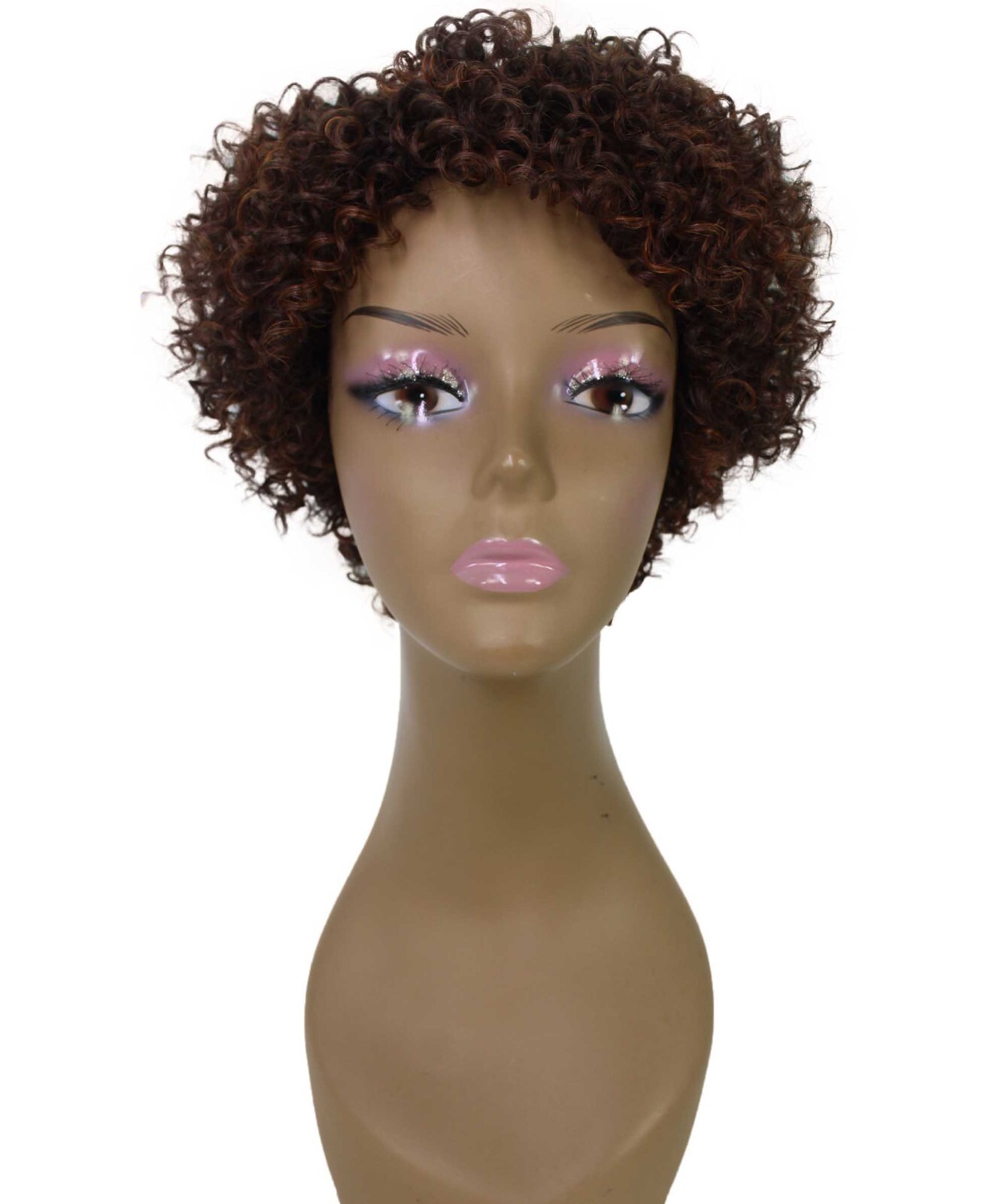 LUXLUXE Leila Curly Kinky 10 in Long Full Wig No Lace, Multiple Colors,BF-0002