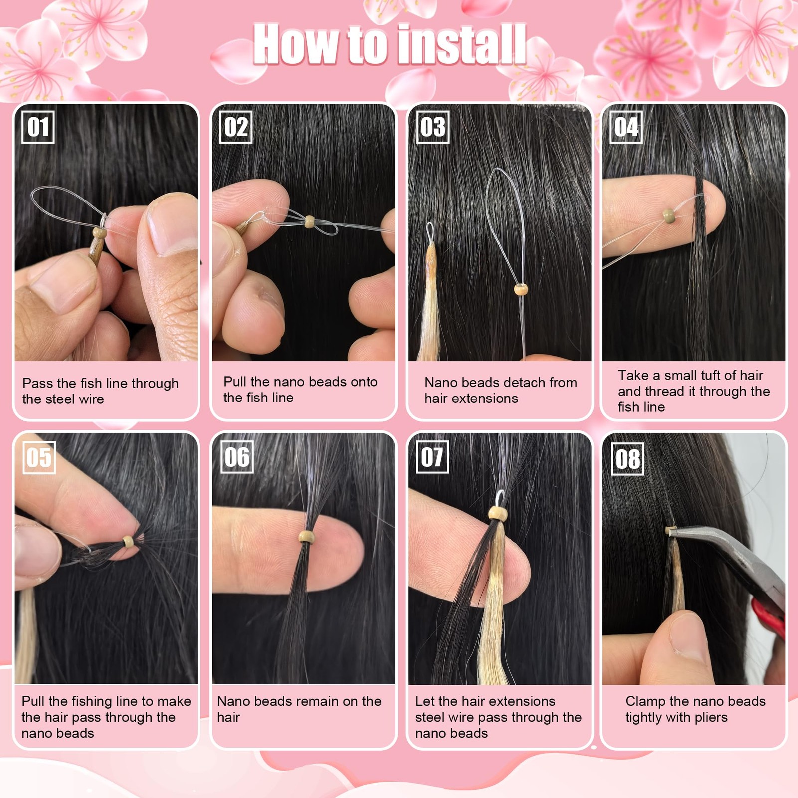 Senmy Nano Hair Extensions Human Hair Blonde 22Inch Light Brown Mix Blonde Nano