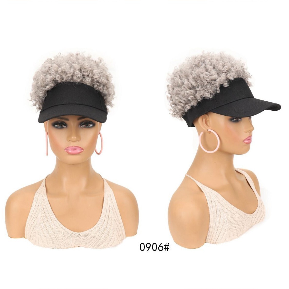 Afro Kinky Curly Hair Baseball Hat Cap Synthetic Afro Hair Wig Hat Party Cosplay
