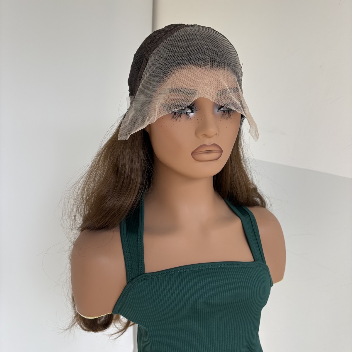 Heat Resistant Hair Ombre Brown Long Wavy Layered Frontal Lace Wigs