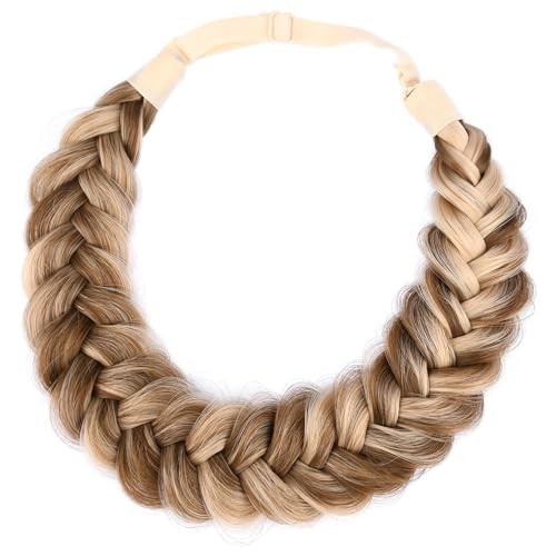 Messy Wide 2 Strands Synthetic Hair Braided Headband Hairpiece Highlighted