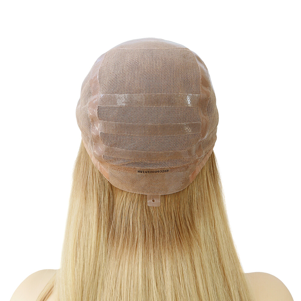 Women European Remy Human Hair Wigs Lace Front Medical Wig Medium Size 18in MW45