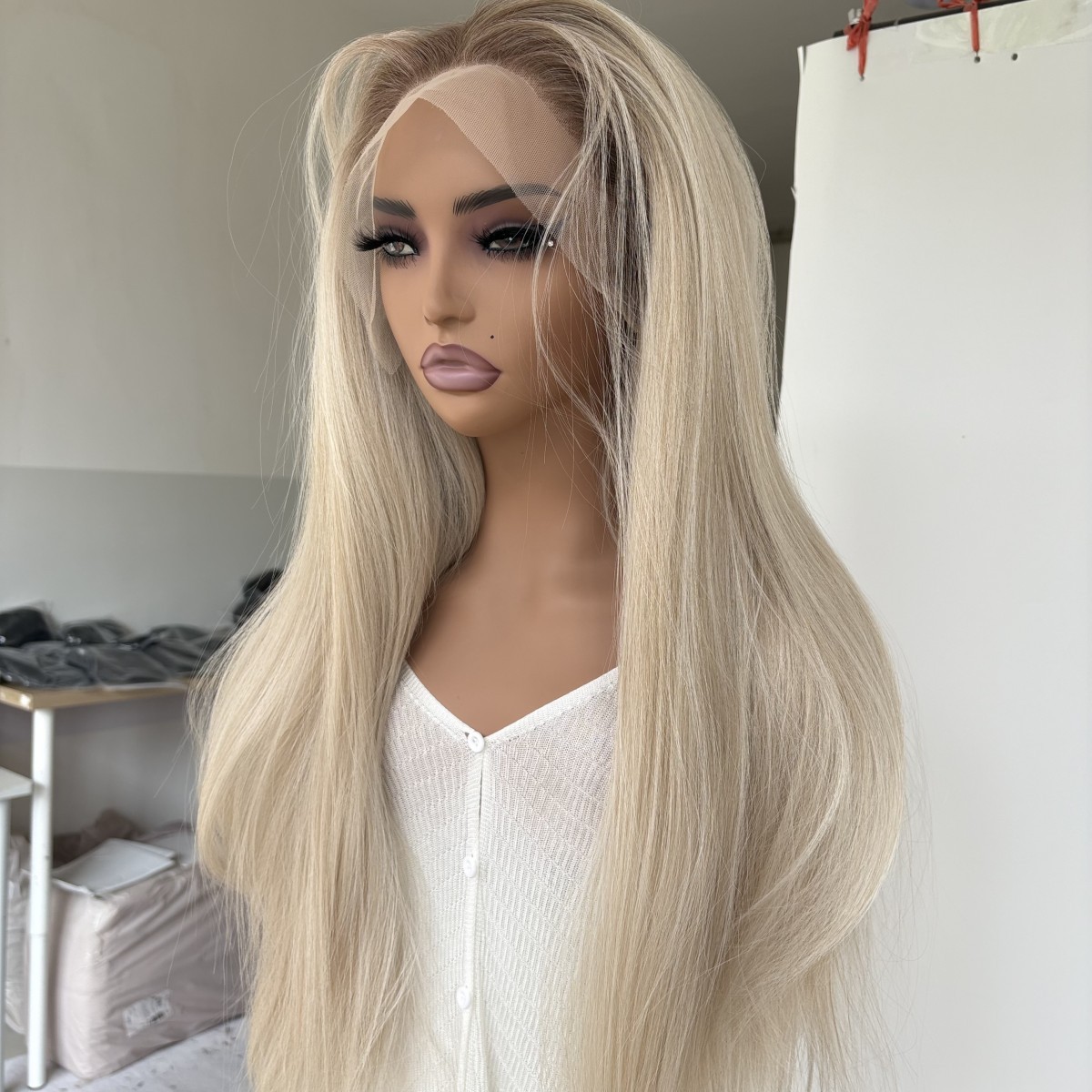 Women Highlight Blonde HD Lace Front Wig Heat Resistant Hair Long Straight