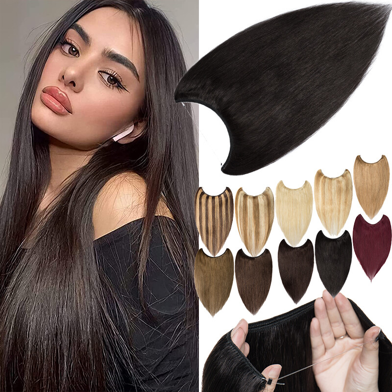 120G Hair Wrap Flip In Wire Hidden 100% Real Human Hair Extension Double Weft