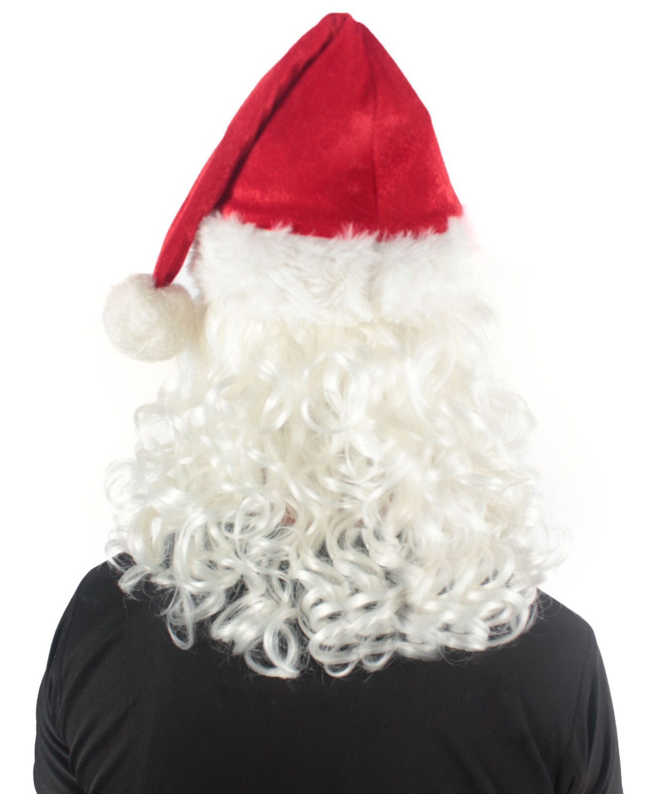 Adult Unisex Christmas White Wig Beard Red Hat Set Long Synthetic Fibric HX-085A