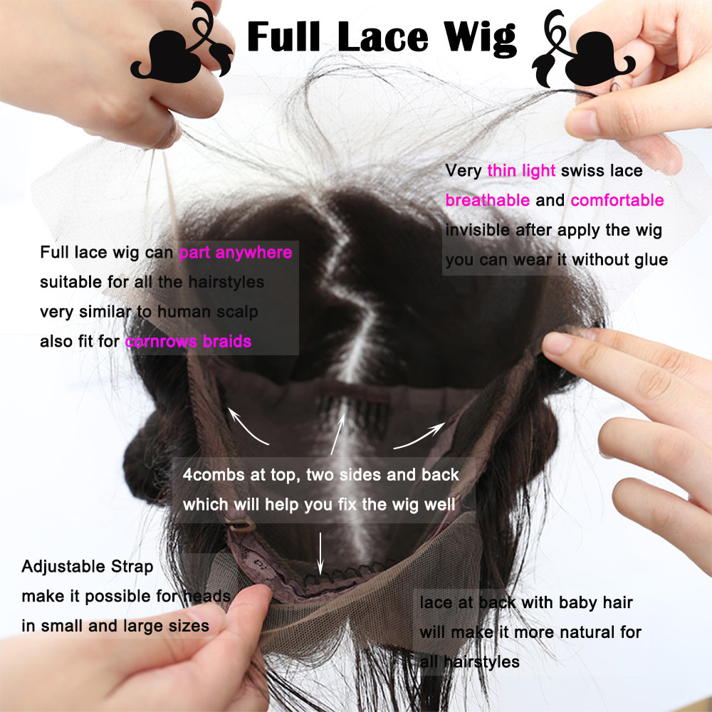 Afro Kinky Curly 360 Lace Frontal Wigs Malaysian Virgin Human Hair Full Lace Wig