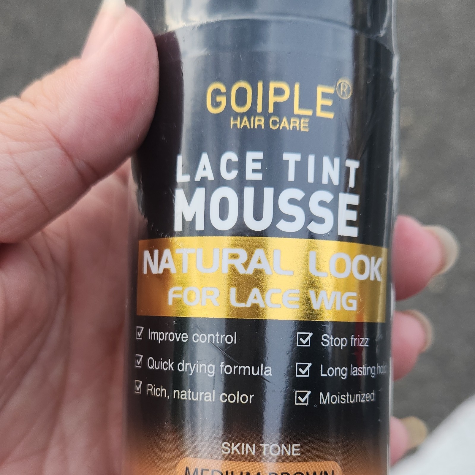 GOIPLE Wig Care Lace Tint Mousse Medium Brown, Quick Drying Moisturizing 3.4oz