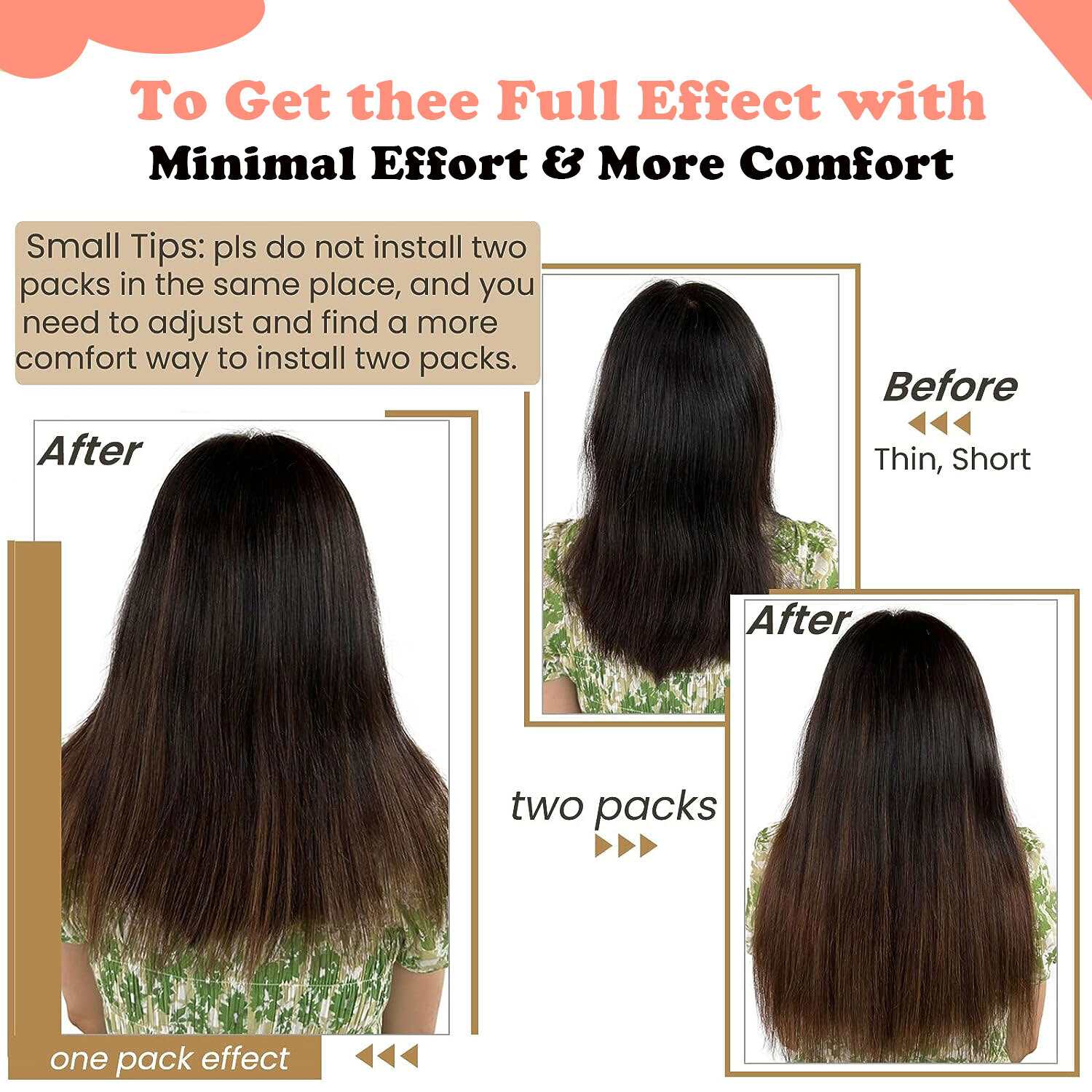 V-Shape Real Remy Human Hair Extensions One Piece Clip In 3/4Full Head Highlight