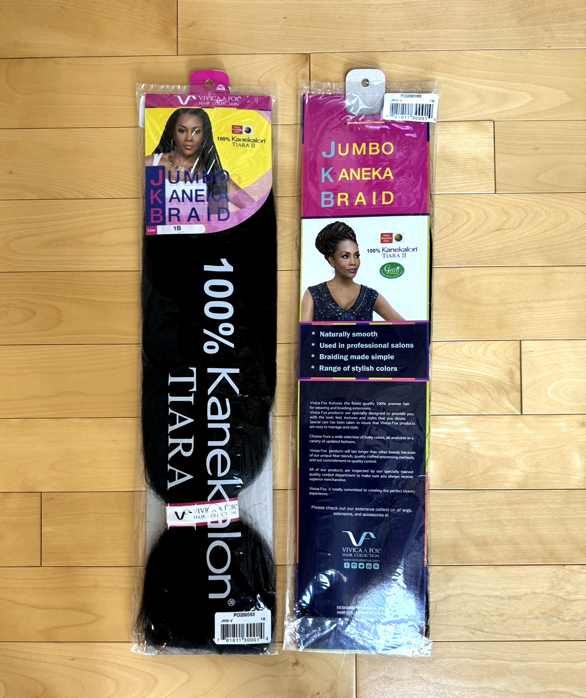2 packs – Vivica Fox JKB-V Tiara II Jumbo Kanekalon Braiding Hair Color 1B Black