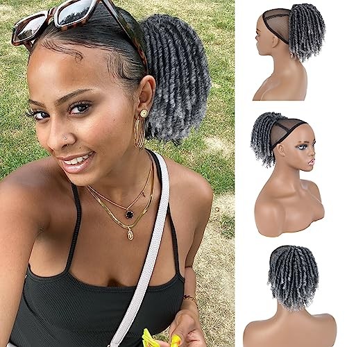 Oseti Short Grey Drawstring Ponytail for Black Women 6inch Gray 5 Inch #TGrey
