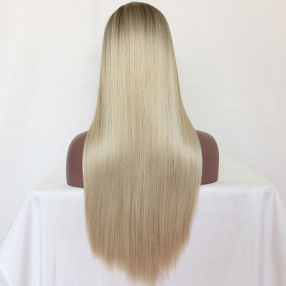 Women’s Ombre Blonde Glueless Natural Straight Heat Resistant Synthetic Hair