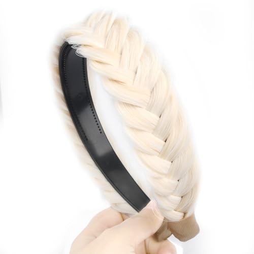 Wide Messy Braided Headband With Teeth Synthetic Hair Plaited Headband High