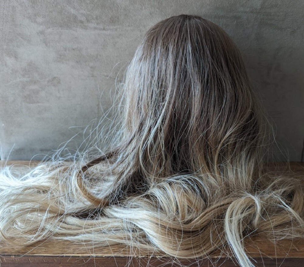 Long Ombre Brown Blonde Wig, Lace Front Adjustable, Straight Center Part, New