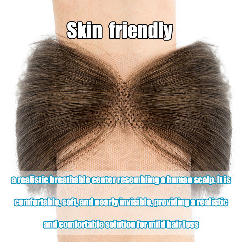 Hand-Tied Cover-up Human Hair Swiss Lace Hairline Hair Topper Forehead Hairpiece