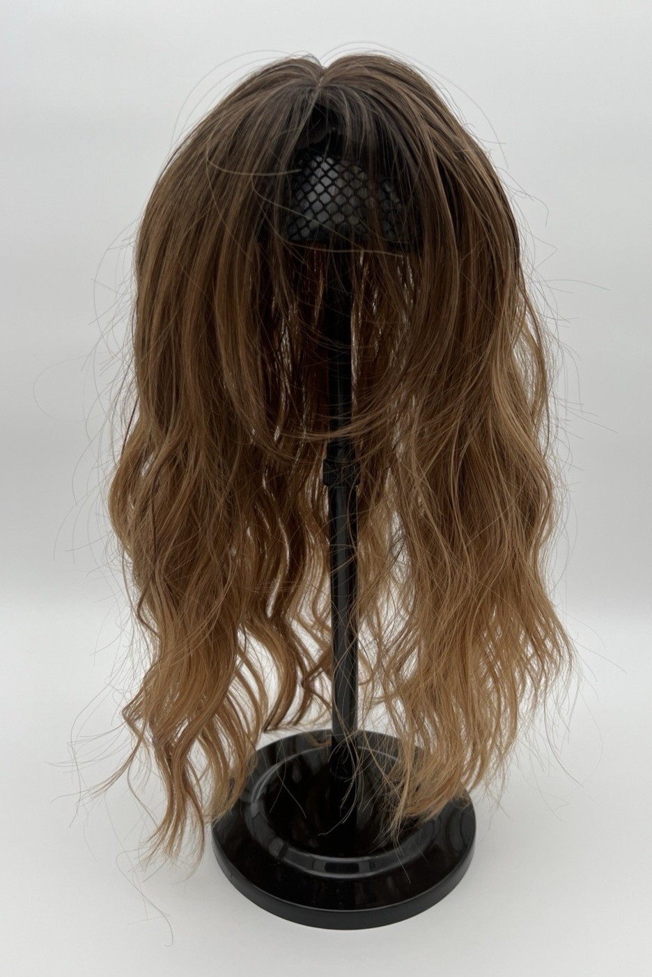 Caramel Blonde Ombre Highlights Dark Roots Long Wavy 16in Women Hair Topper