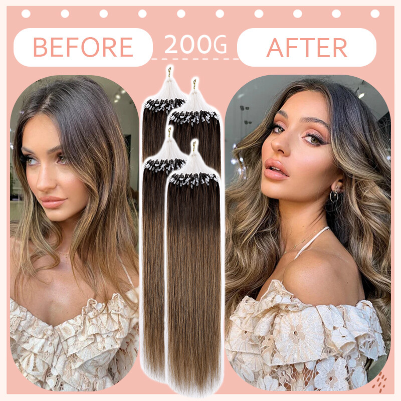 Micro Ring Human Hair Extensions Microlink Loop Beads 100% Remy Hair Highlight