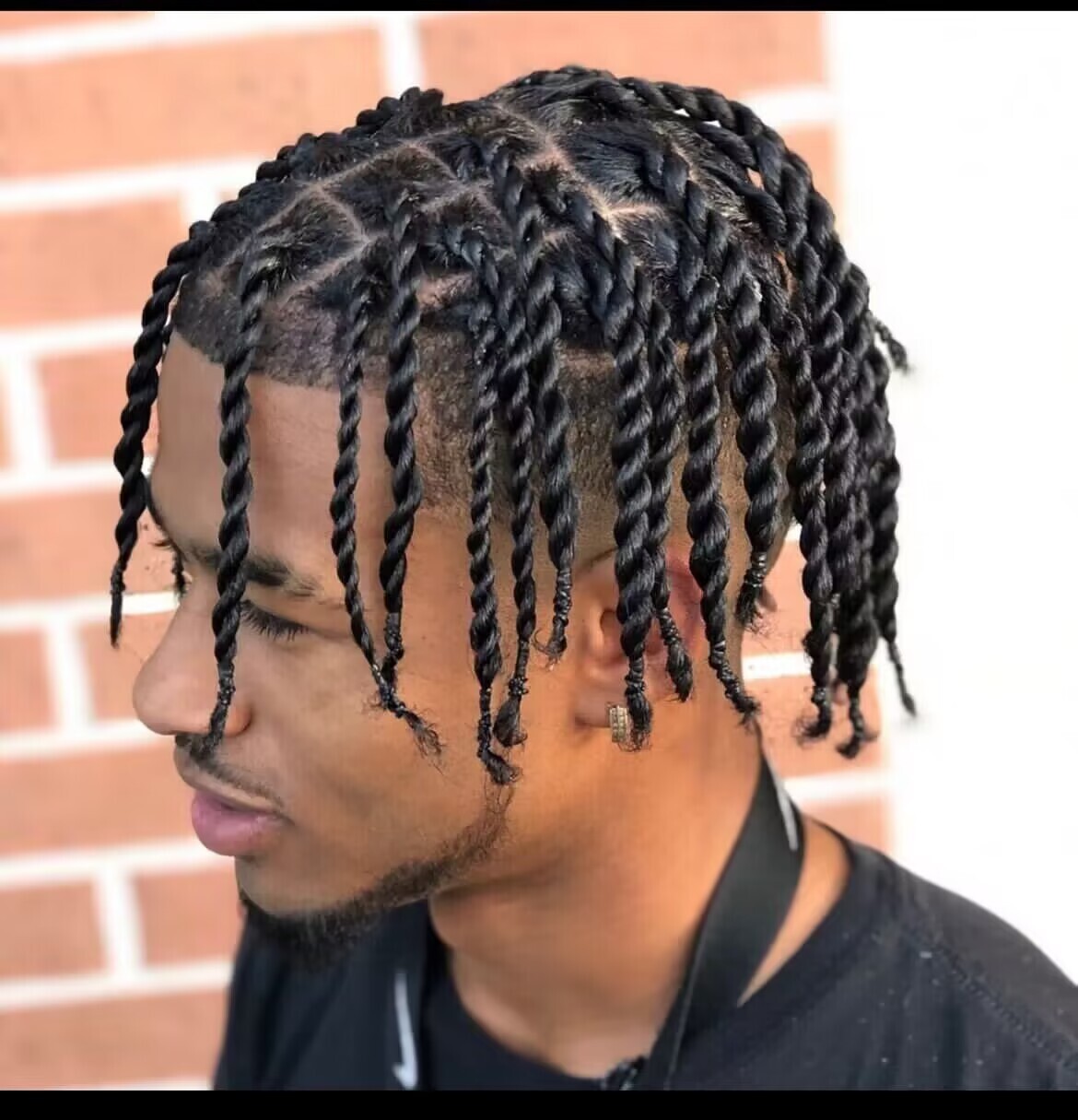 Handtied Twist Braids Toupee 8×10 Full PU Topper for Black Men Human Hair