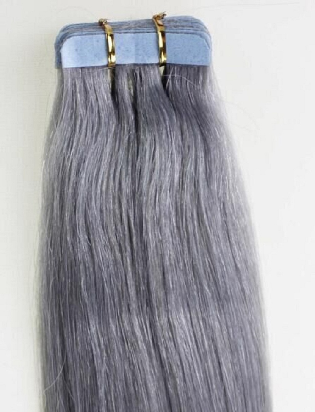 Invisible Seamless Tape in Skin Weft 100% Remy Human Hair Extensions Silver Gray