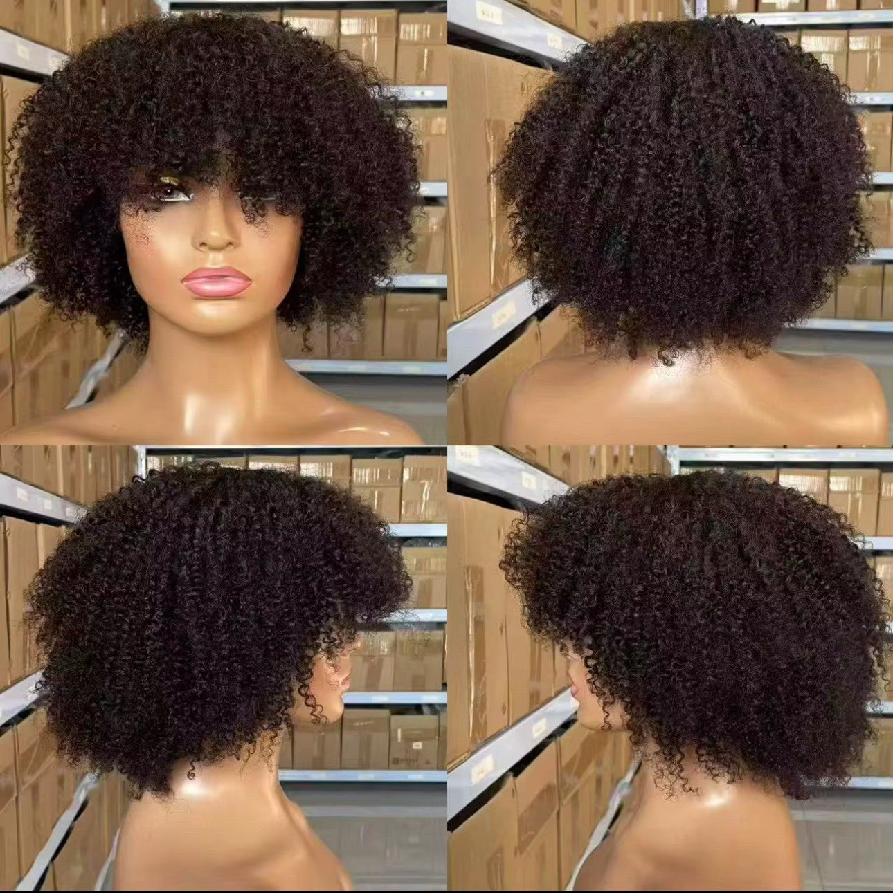 Kinky-Curly Afro Human Hair Wig Brazilian 200% Density