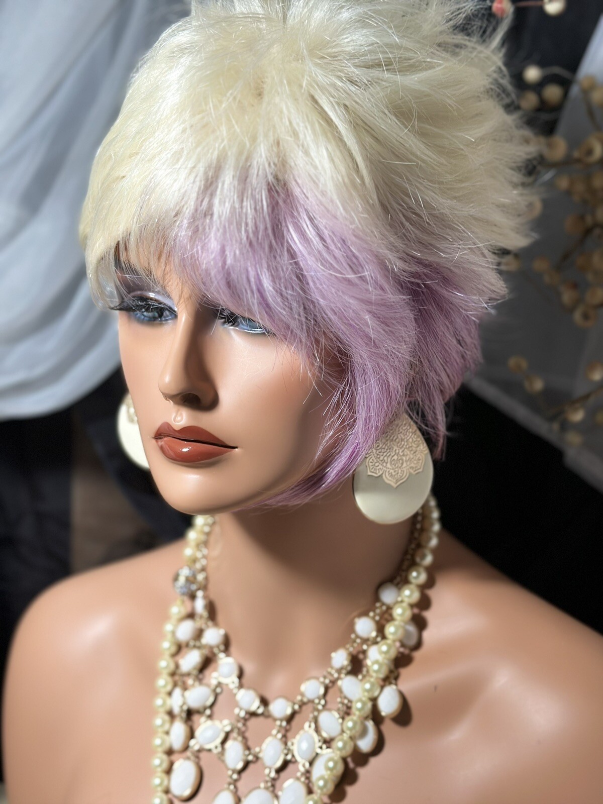 HOT PIXIE MIX Platinum & Pink Shade With Angular Spikey Tips, unique WIG💋