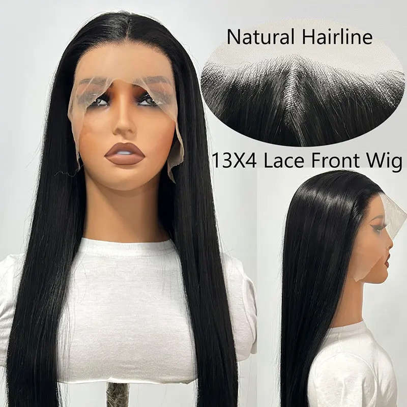 Heat Resistant Synthetic Hair Frontal Lace Wig Layered Black Long Straight