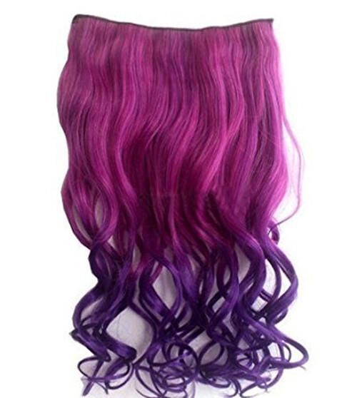 Thick Long Curly Wavy One Piece Clip in on Hair Extensions Ombre Hairpieces