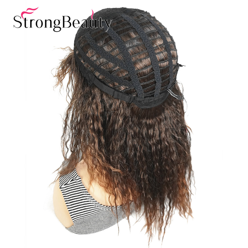 Long Afro Kinky Curly Wigs Black Brown Synthetic Wig African for Women
