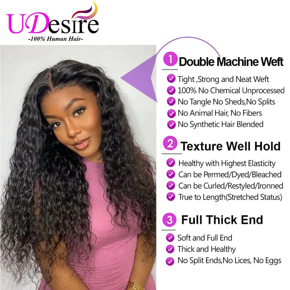 Udesire 12A Water Wave Human Hair Bundles 12 14 16Inch Wet And Wavy Human Hair