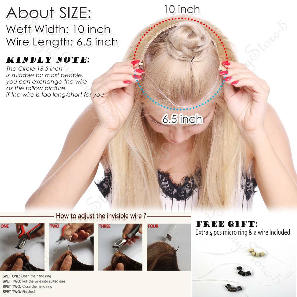 Hidden Secret One Piece Weft Wire In 100% Real Human Hair Extensions Weave Thick