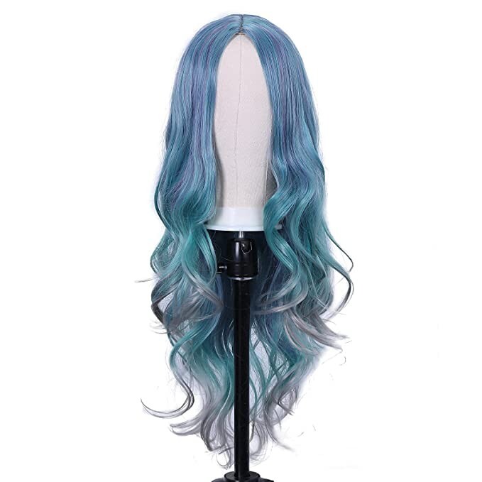 Wig NWT – Lady Miranda Blue/Gray Synthetic Wig, Long, Wavy, Non-Lace Cap