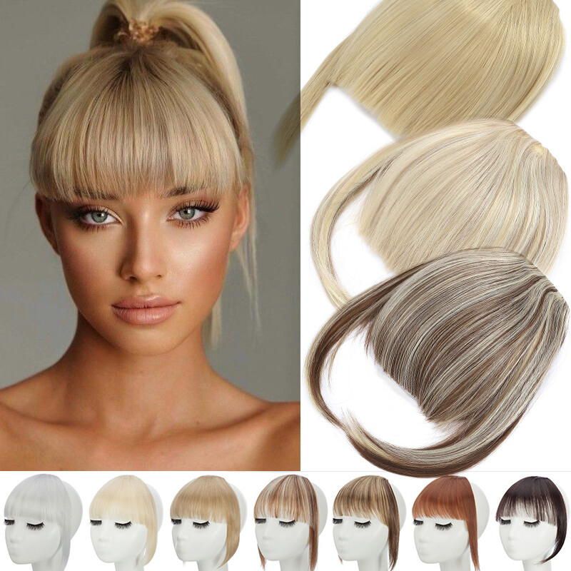 Real Natural Hair Thin Wispy Bangs Clip In Fringe Extensions French Front Piece