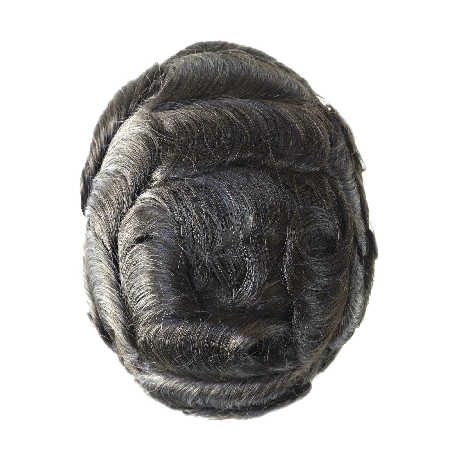 Mens Toupee Thin Skin Human Hair Replacement System Knotted Base Hair Pieces