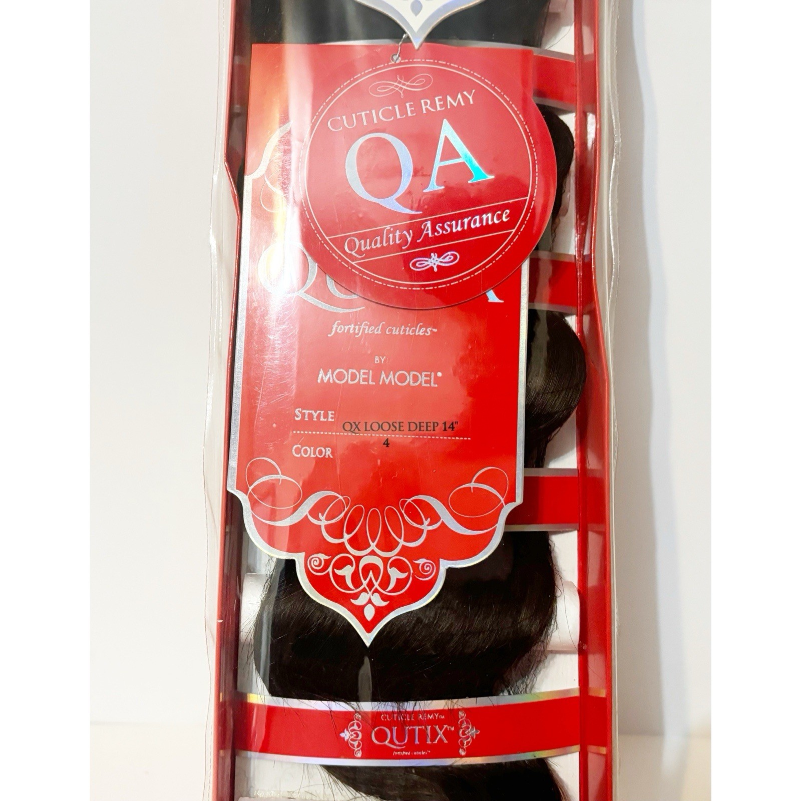 Model Model Qutix Cuticle Remy Human Hair, QX LOOSE DEEP 14″, Color 4