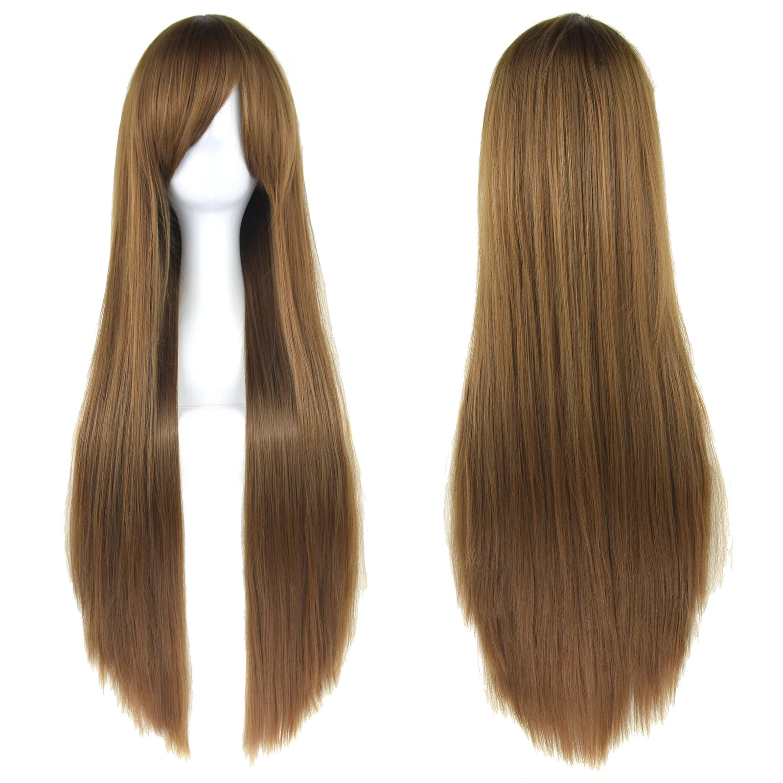 Long White Purple Black Straight Synthetic Cosplay Wig Party Hairpiece for Women