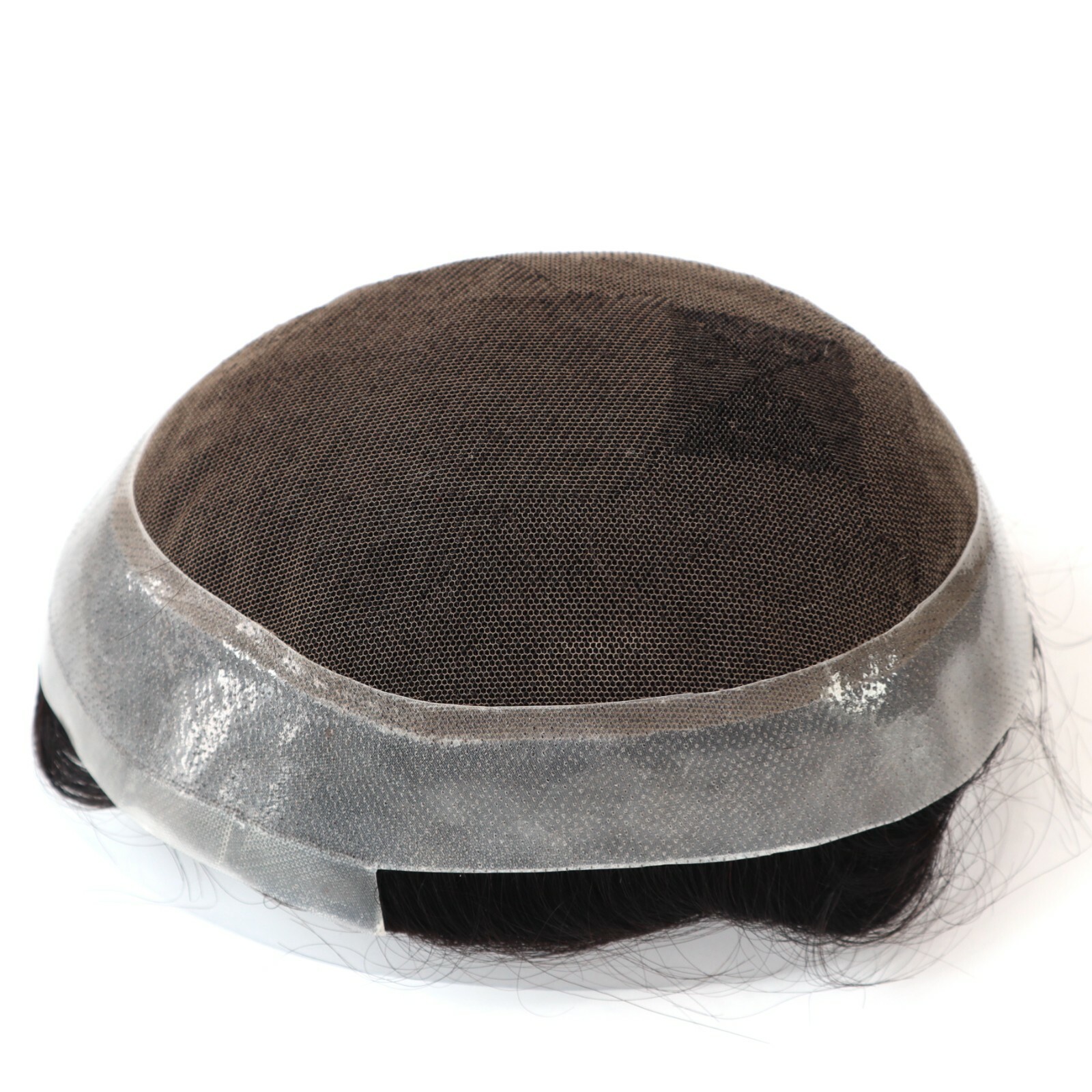 Toupee for Men Human Hair Replacement System French Lace Poly Skin Hairpieces
