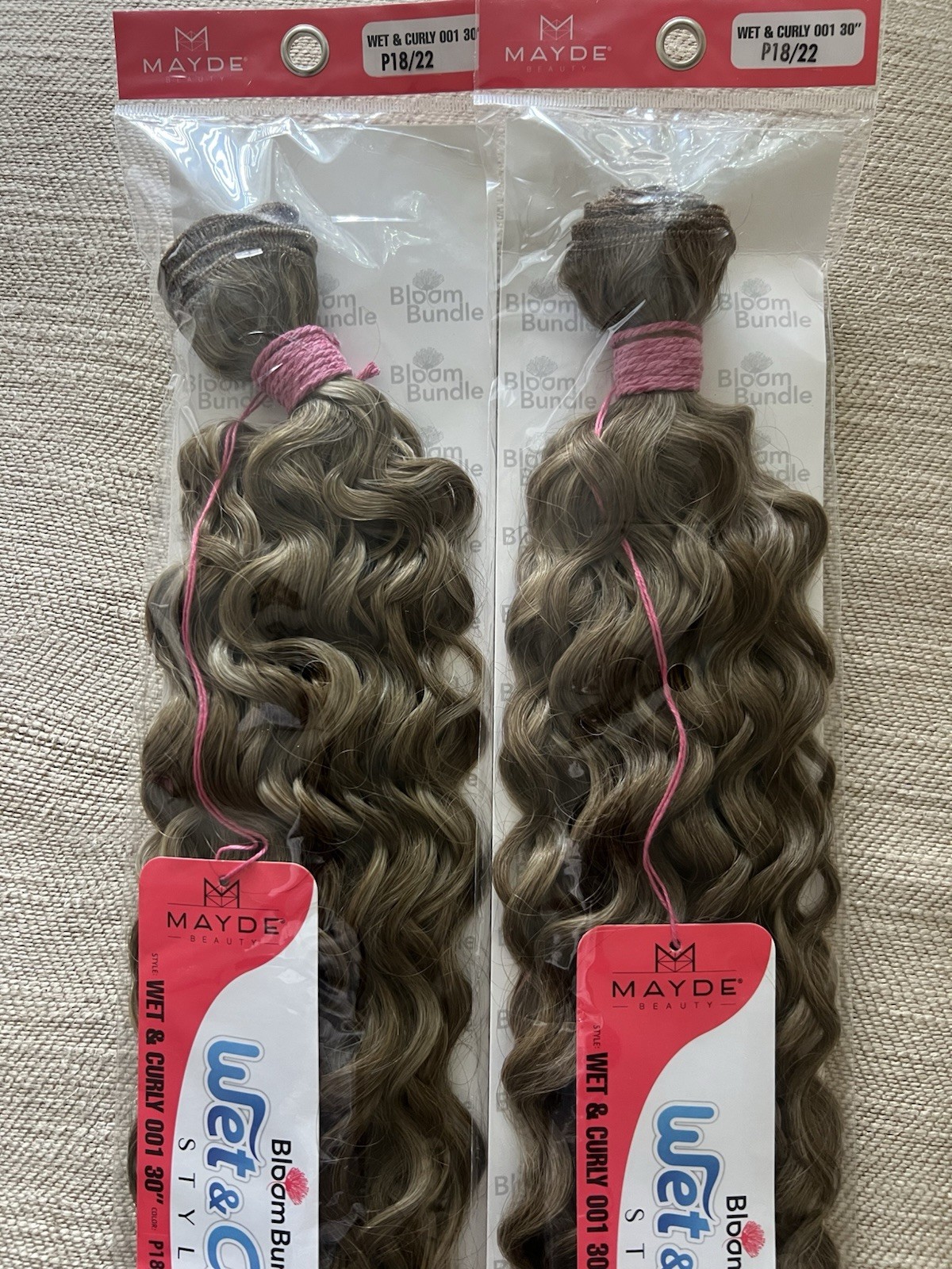 Mayde Beauty Bloom Bundle Weaving WET & CURLY 001 24” 2 Packs Ashe Latte Color