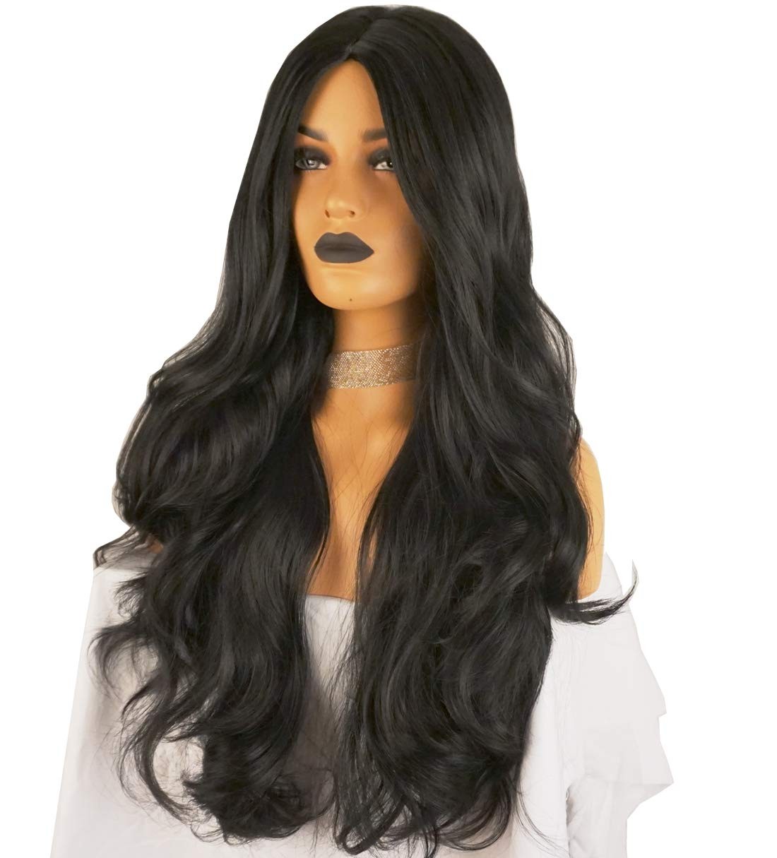 Long black straight Angel’s Desire wig Costume 30 in wig Wavy Curly 29.5 inch…