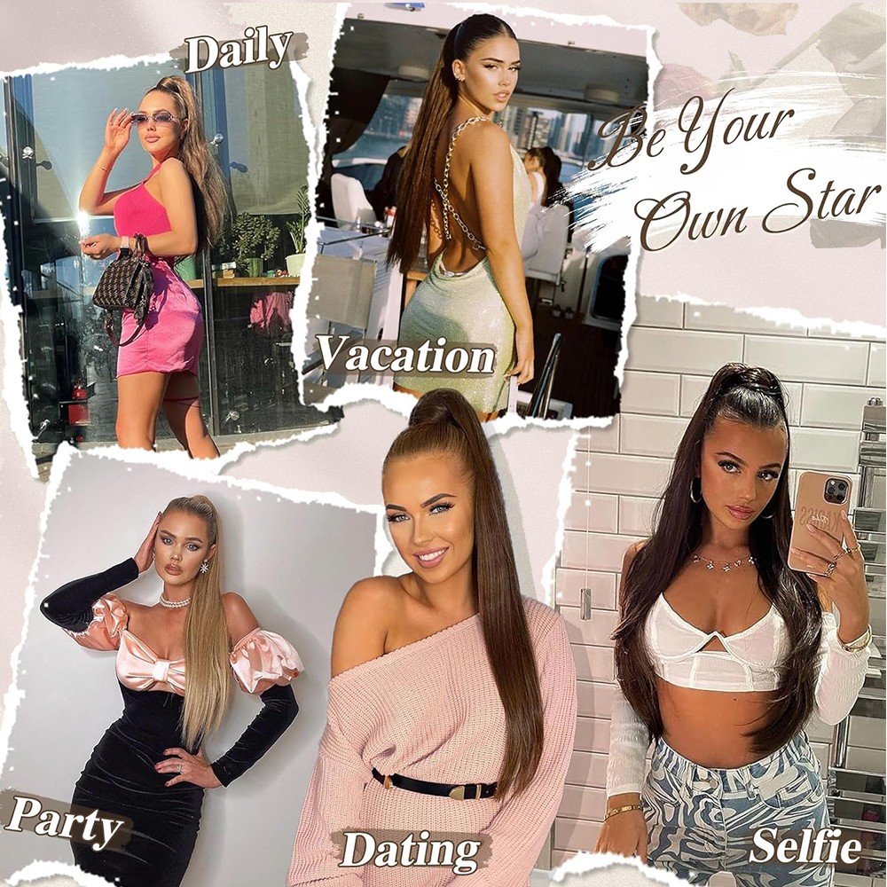 30″ Long Thick Claw Ponytail Clip In Pony Tail Hair Extension As Human Women