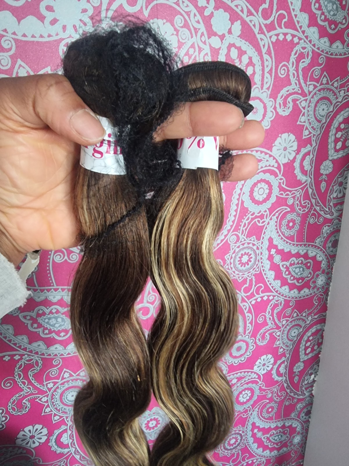 12AA P4/27# PIANO BALAYAGE RAW BRAZILIAN VIRGIN HUMAN HAIR BODY WAVES 200g 18+18