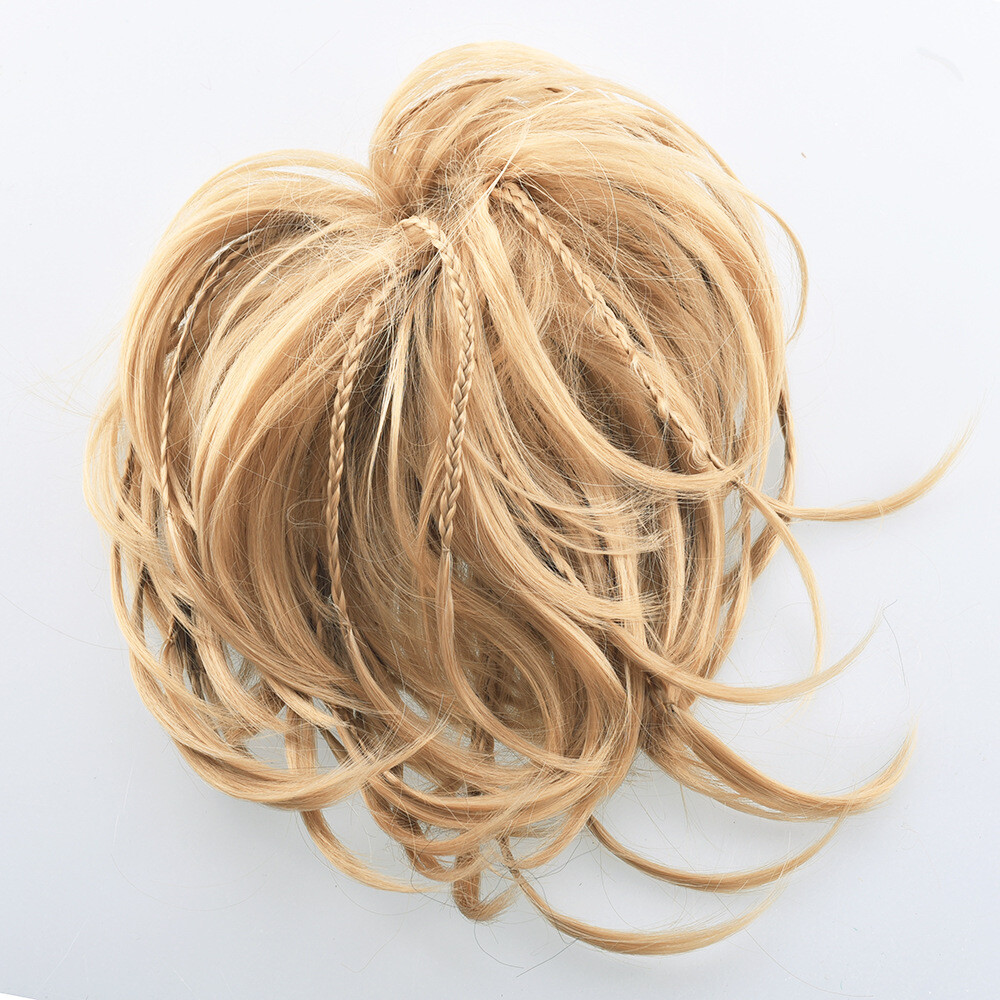 Short Braided Bun Scrunchies Updo Wrap Messy Hairpiece Ponytails Hair Extensions