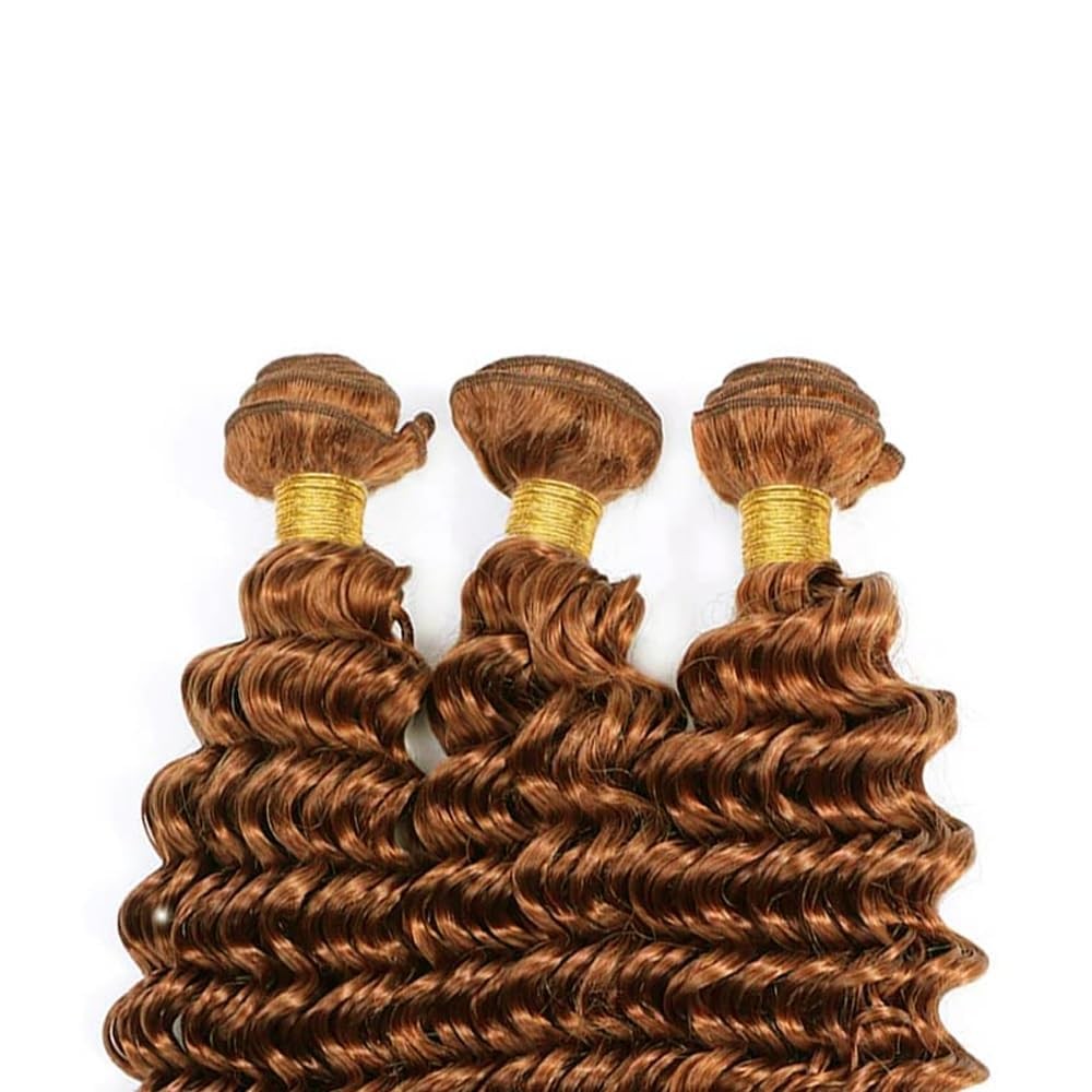 Xddnamei Brazilian Virgin Human Hair Bundles Color 30 Light Brown Deep Wave