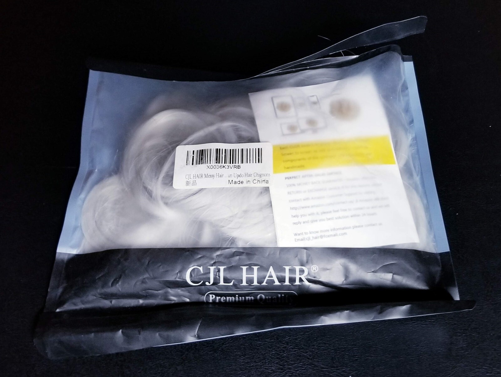 CJL HAIR Tousled Up-do Extensions, Gray Messy Bun Hair Piece