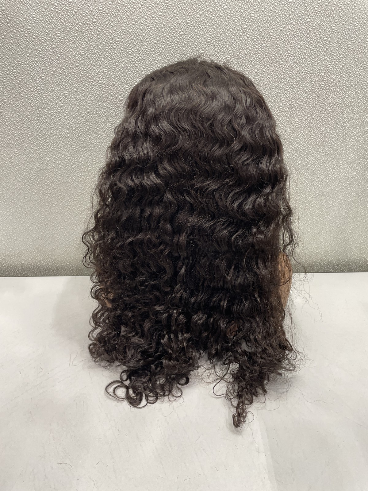 Natural Black Water Wave Human Hair Blend 13×4 Lace Front 180% Density Wig, 22″