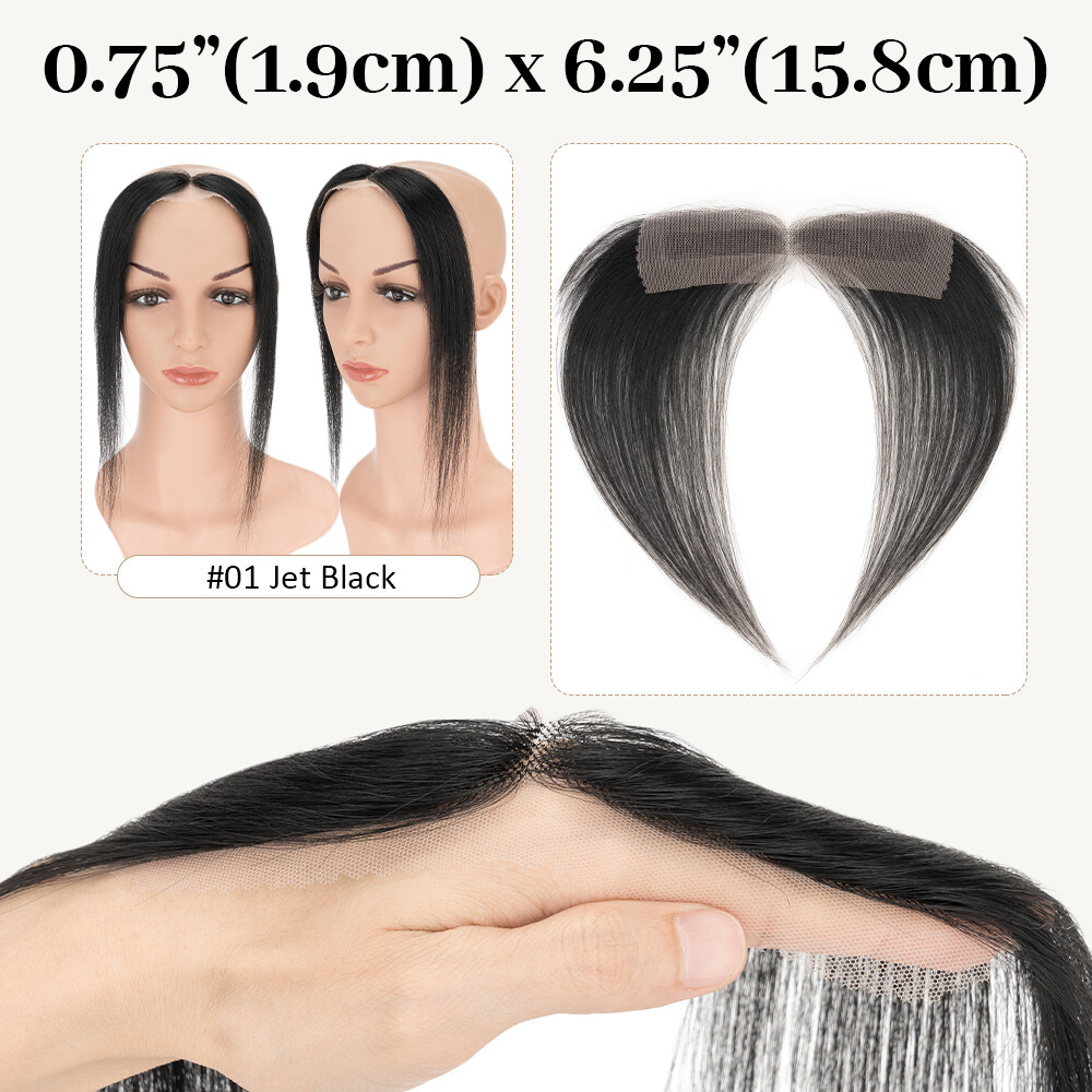 Human Hair Piece Patches Lace Cover Up Receding Hairline Topper 0.75×6.25 1.5×11