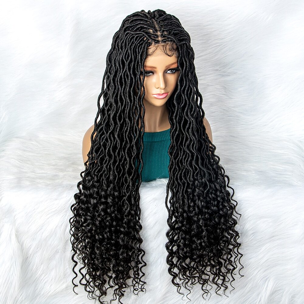 32″ Synthetic Lace Front Wig Braided Wigs Braid With Baby Hair Braided Curly