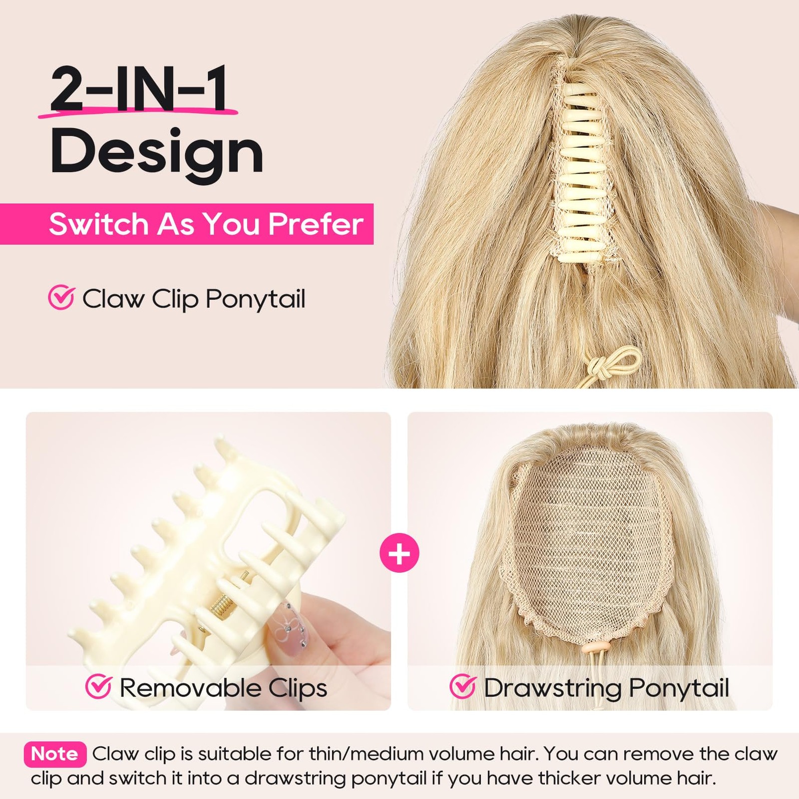 Ponytail Extension, 14 Inch Curly Claw Pony Tails Hair Extensions Clip in Pon…